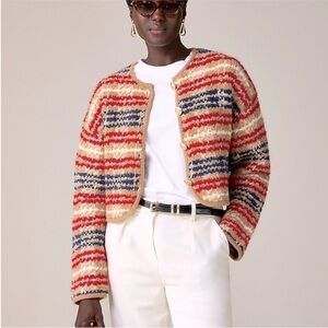 JCrew sweater lady jacket in plaid boucle yarn